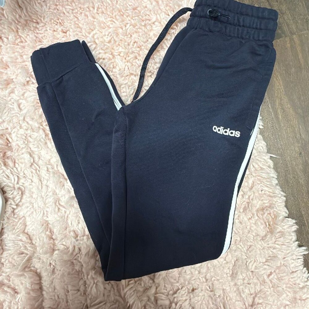 Adidas tricot 3-stripe navy jogger pants size XS (UK 4-6)
